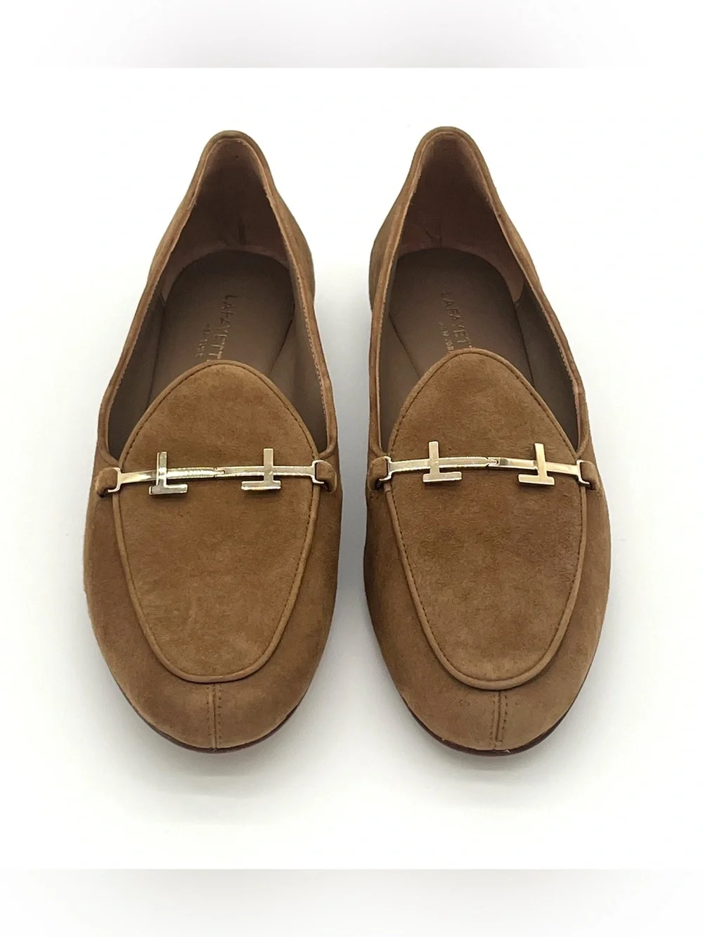 NEW Lafayette 148 Gigi Loafer Ashwood Size US 7/ EU 37 Tan Suede Made In Spain